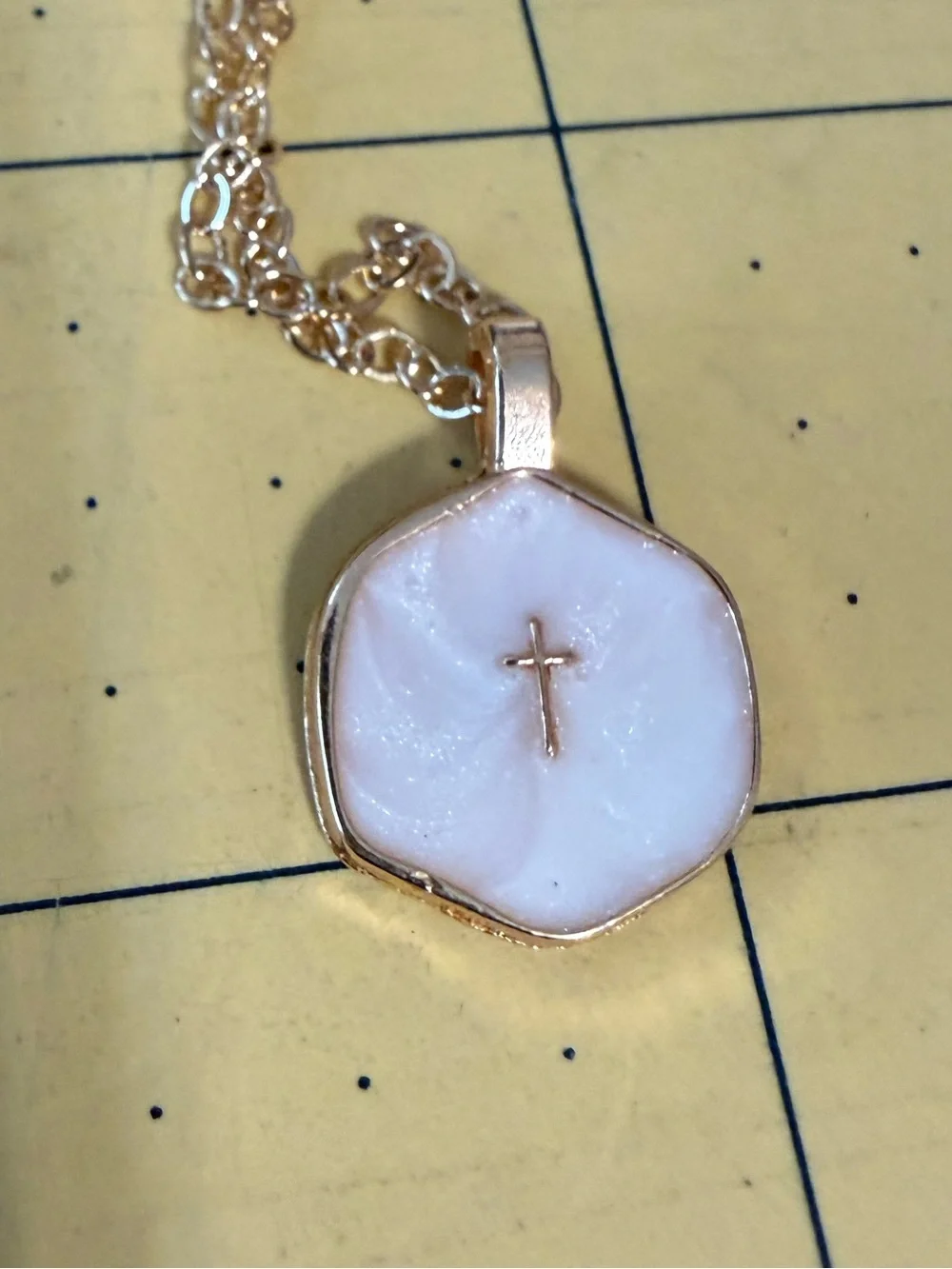 Gold Necklace with Cross Pendant, 20”